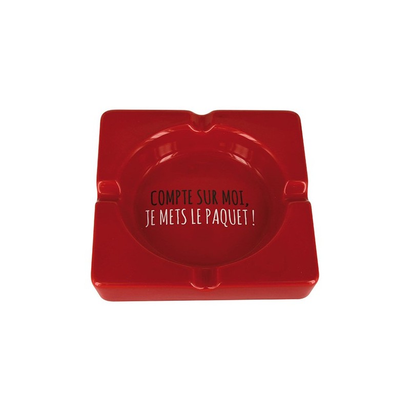Cendrier géant rouge "Compte sur moi, je mets le paquet !"
