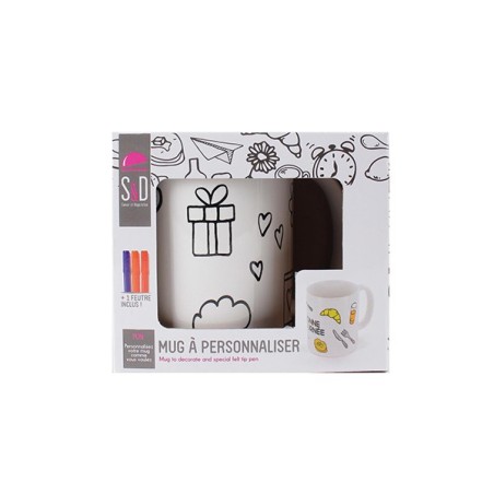 Mug personnalisé "Je t'aime" à colorier + feutre