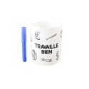 Mug personnalisé "Travaille bien" à colorier + feutre