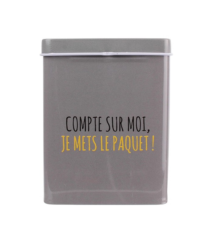 Boîte paquet cigarette gris "compte sur moi, je mets le paquet !"