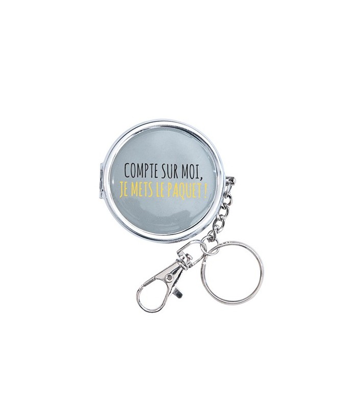 Cendrier de poche gris "compte sur moi, je mets le paquet !"