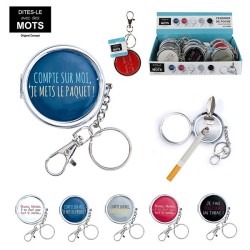 Cendrier de poche bleu "compte sur moi, je mets le paquet !"