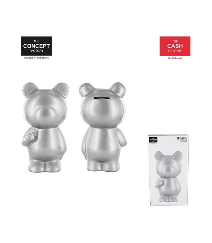 Tirelire nounours Crazy Buddy Rebel gris