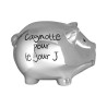 Cette Tirelire cochon XL argent chrome "cagnotte pour le jour J"