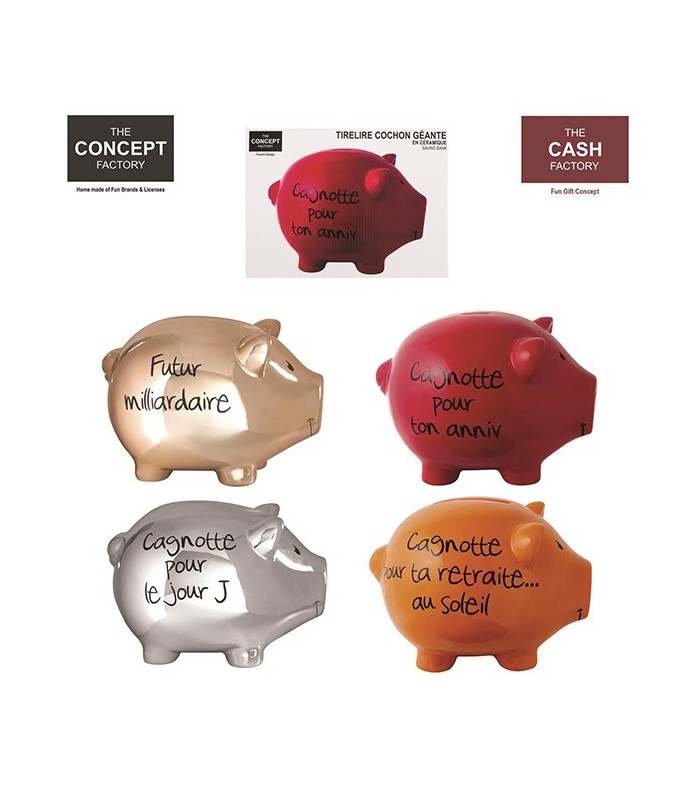 Cette Tirelire cochon XL argent chrome "cagnotte pour le jour J"