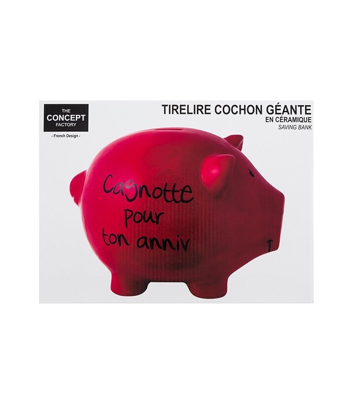 Tirelire cochon XL rouge "cagnotte pour ton anniv"