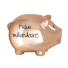 Tirelire cochon XL cuivre "futur milliardaire"