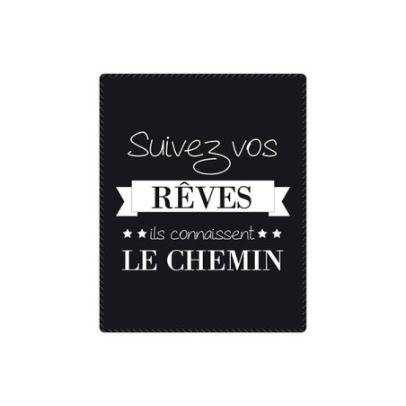 Couverture polaire noir 150x120 Suivez Vos Rêves