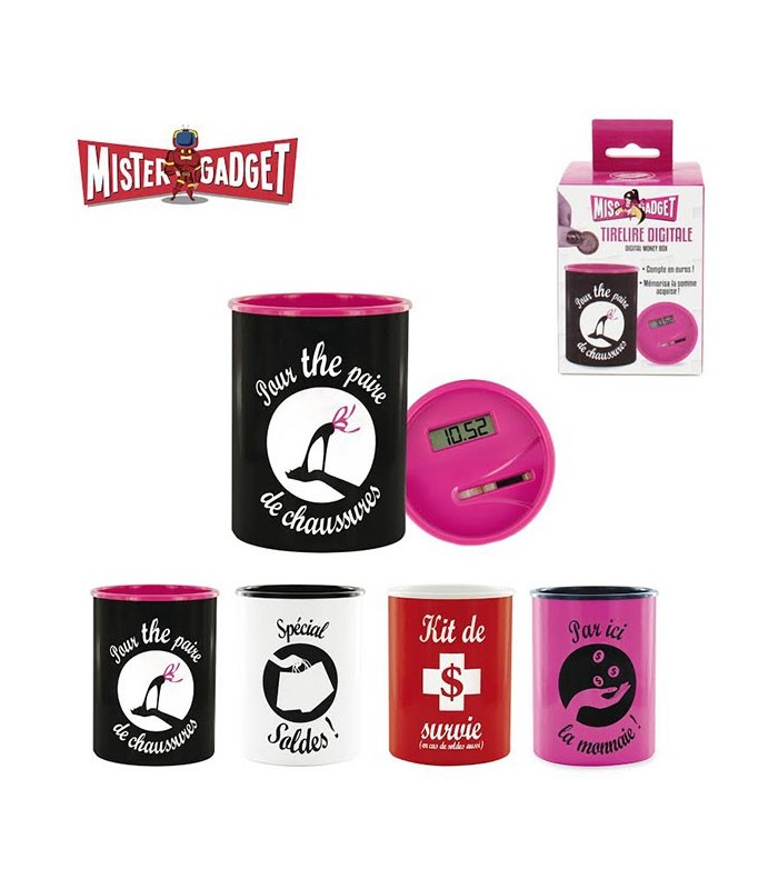 Tirelire digitale rouge 'Kit de survie (en cas de soldes aussi)'