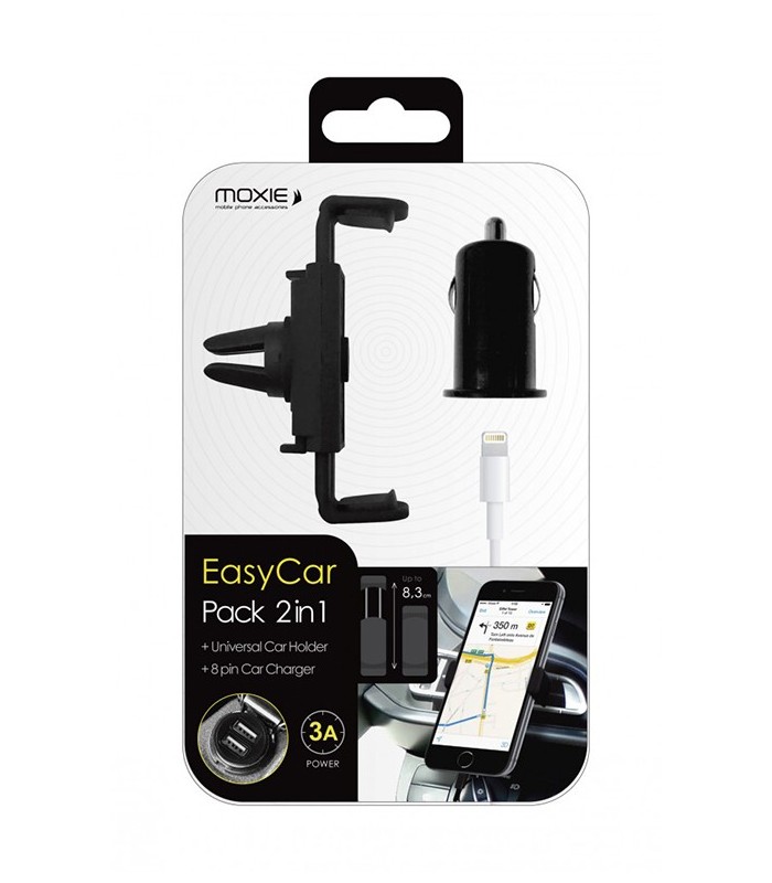 Pack 2 en 1 support universel voiture + chargeur pour iPhone