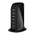 Station de chargement 6 USB, smart tower black