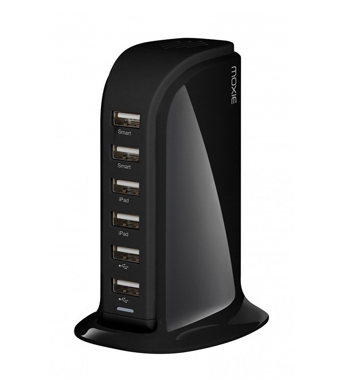 Station de chargement 6 USB, smart tower black