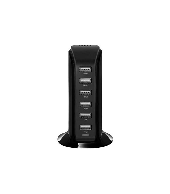 Station de chargement 6 USB, smart tower black