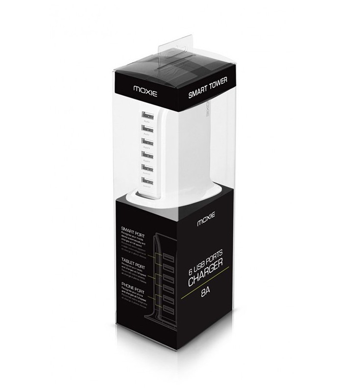 Station de chargement 6 USB, smart tower white