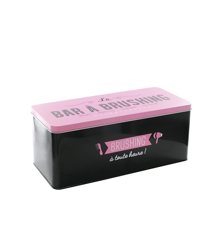 Boîte métal noir et rose Bar à Brushing