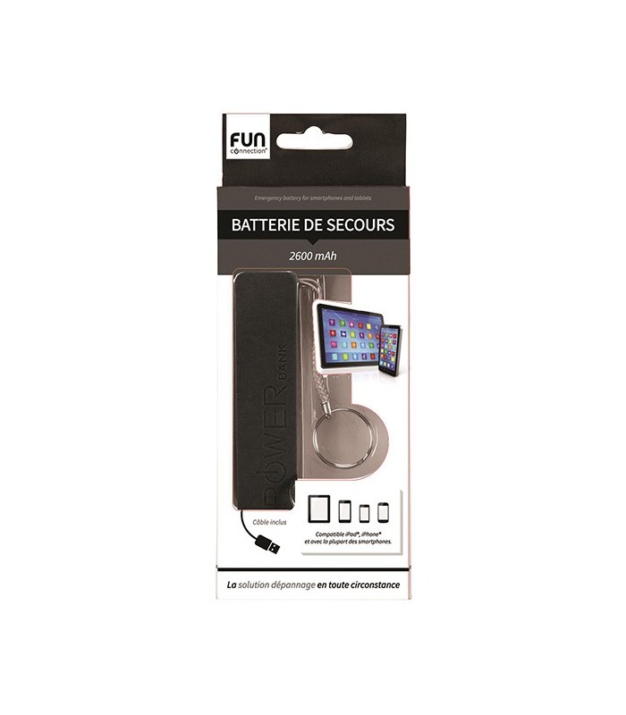 Batterie de secours 2600 mAh, noir