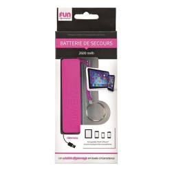 Batterie de secours 2600 mAh, rose