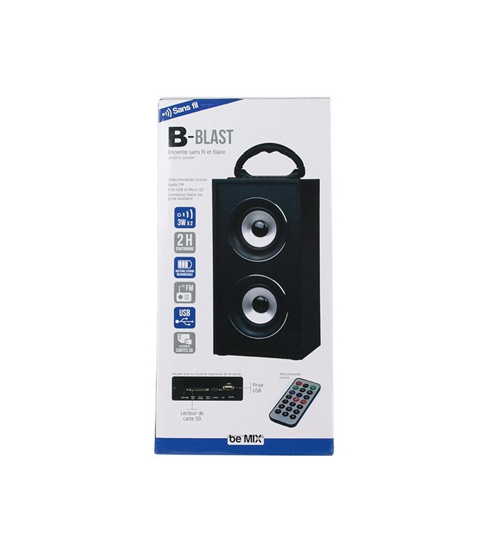 Enceinte Bluetooth noire avec poignée 2x3 W