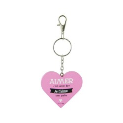 Porte-clés en bois " Aimer c'est savoir dire Je t'aime sans parler "