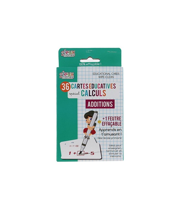 36 cartes éducatives effaçables spécial Calculs Additions