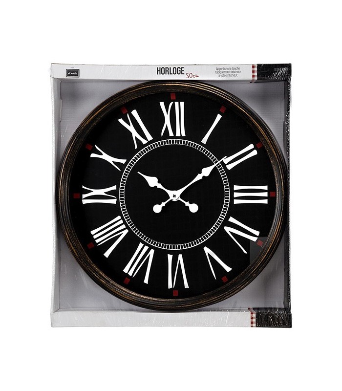 Horloge 50cm bistrot, noir
