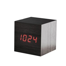 Réveil LED en bois, noir
