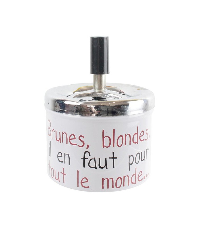 Cendier poussoir "Brunes, blondes, il en faut pour tout le monde...", blanc