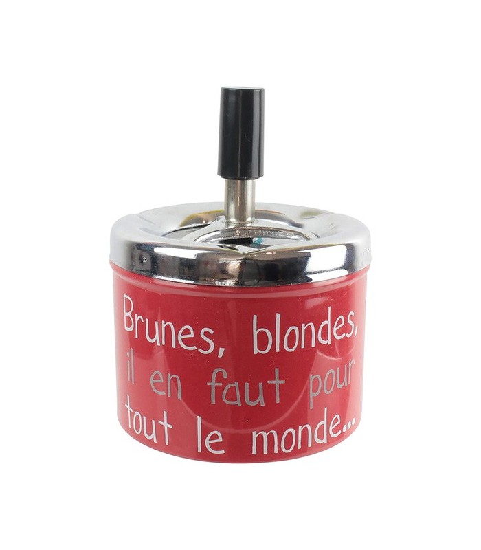 Cendier poussoir "Brunes, blondes, il en faut pour tout le monde...", rouge