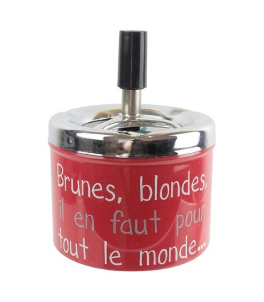 Cendier poussoir "Brunes, blondes, il en faut pour tout le monde...", blanc