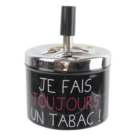 Cendrier poussoir "Je fais toujours un tabac !", noir
