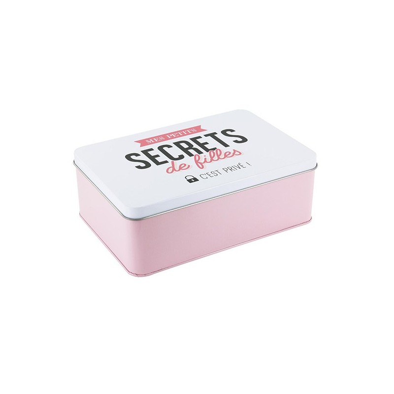Boîte métal blanche et rose Secrets de filles