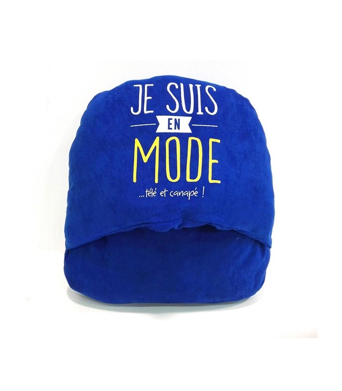 Chausson double "Je suis en mode...télé et canapé !", bleu