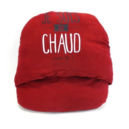 Chausson double "Je suis au chaud...avec toi !", rouge