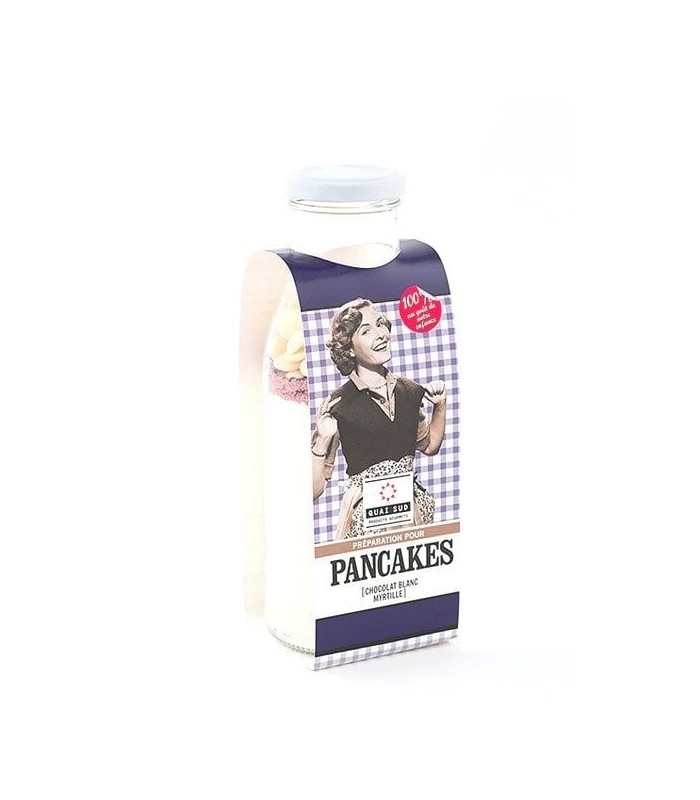 Préparation pour pancakes chocolat blanc myrtille