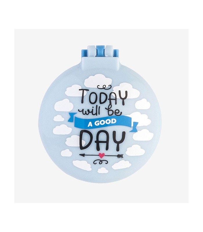 Brosse à cheveux + miroir "Today will be a good day"