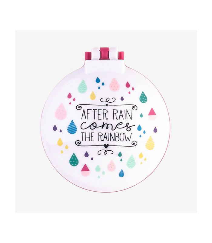 Brosse à cheveux + miroir "After rain comes rainbow"