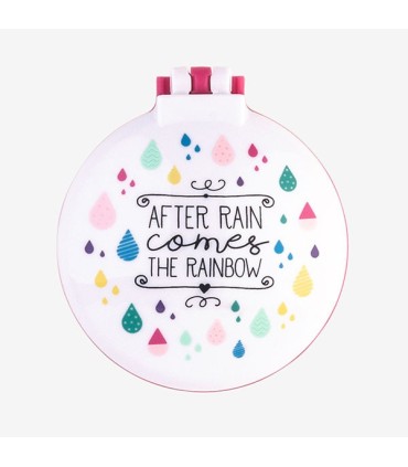 Brosse à cheveux + miroir "After rain comes rainbow"