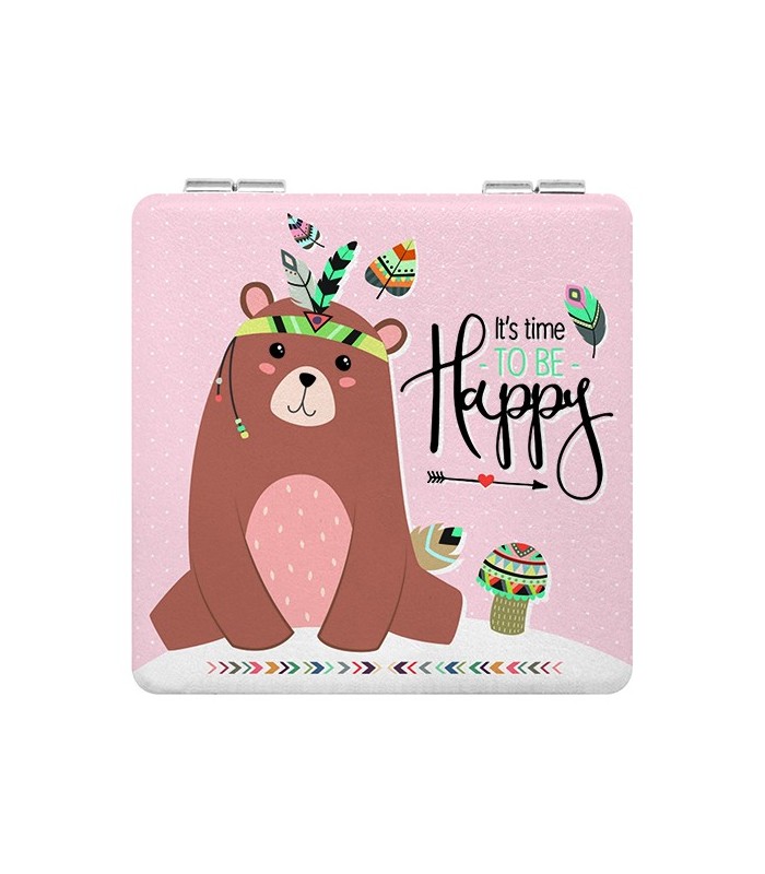 Miroir de poche "It's time to be happy"