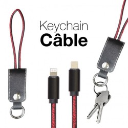 Câble porte-clés sortie micro USB et iPhone noir