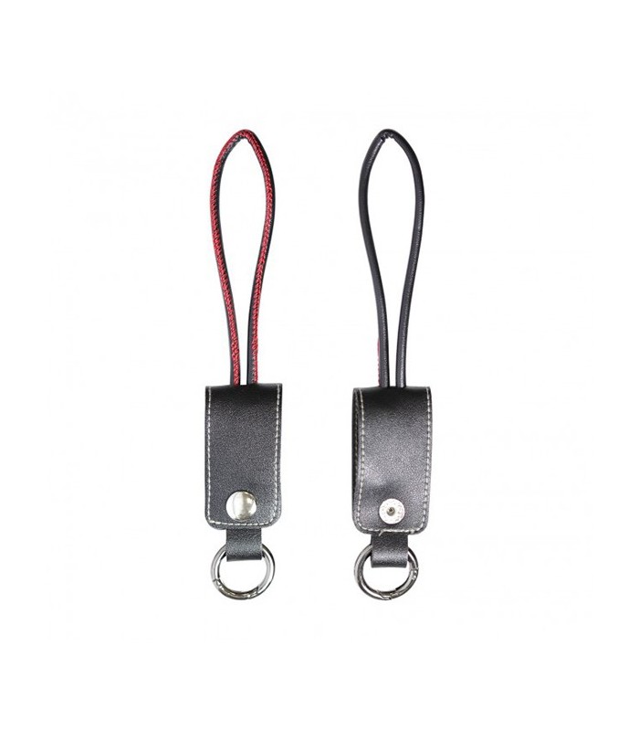 Câble porte-clés sortie micro USB et iPhone noir