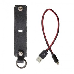 Câble porte-clés sortie micro USB et iPhone noir