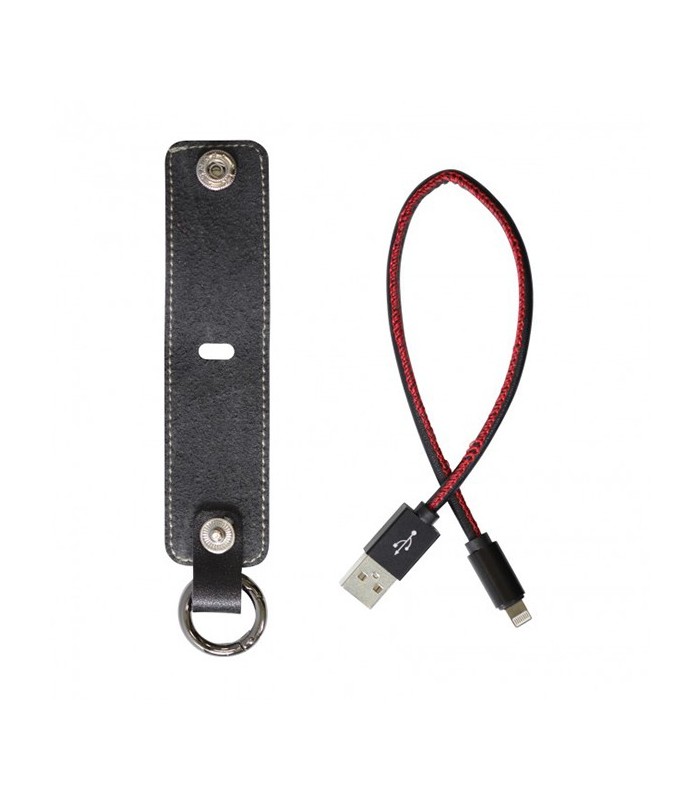 Câble porte-clés sortie micro USB et iPhone noir