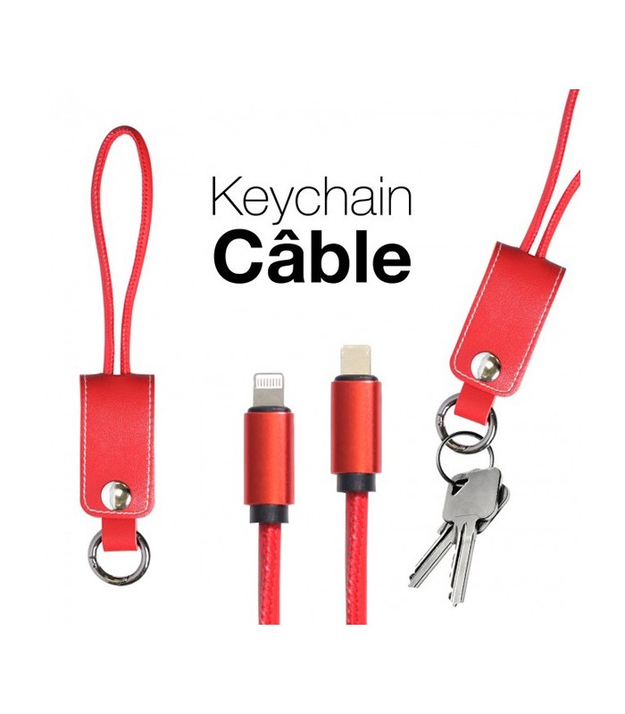 Câble porte-clés sortie micro USB et iPhone noir