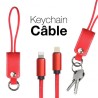 Câble porte-clés sortie micro USB et iPhone rouge