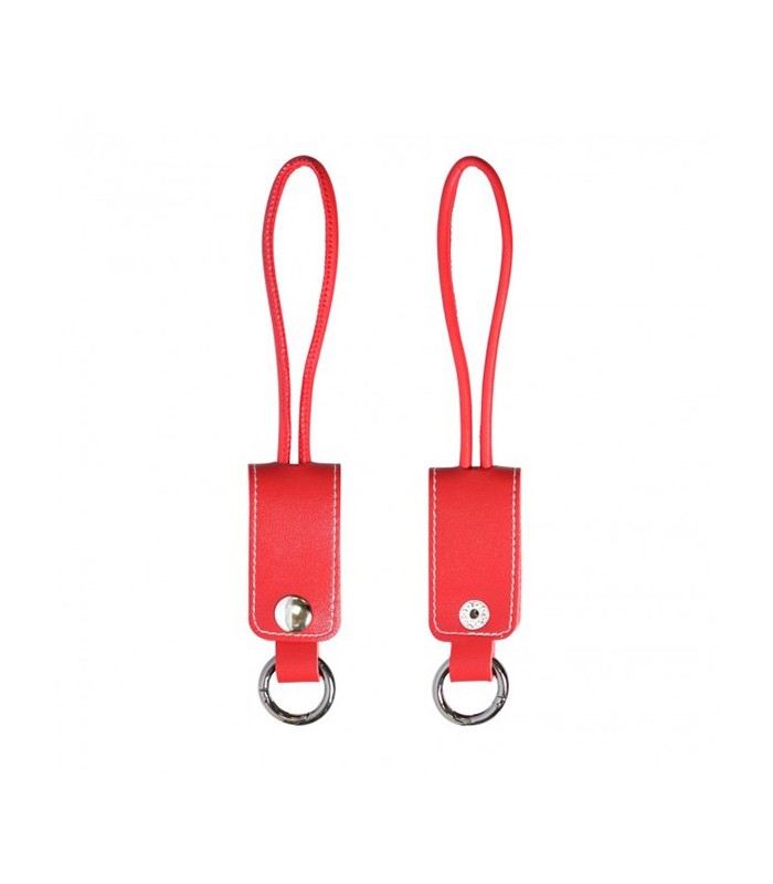 Câble porte-clés sortie micro USB et iPhone rouge