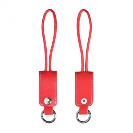Câble porte-clés sortie micro USB et iPhone rouge