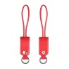 Câble porte-clés sortie micro USB et iPhone rouge