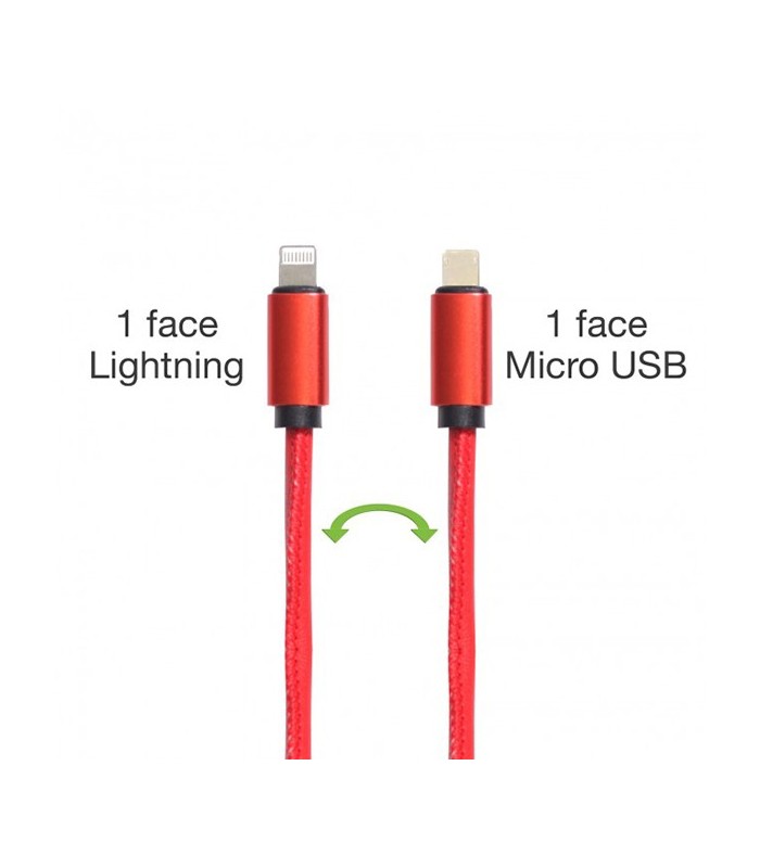 Câble porte-clés sortie micro USB et iPhone noir