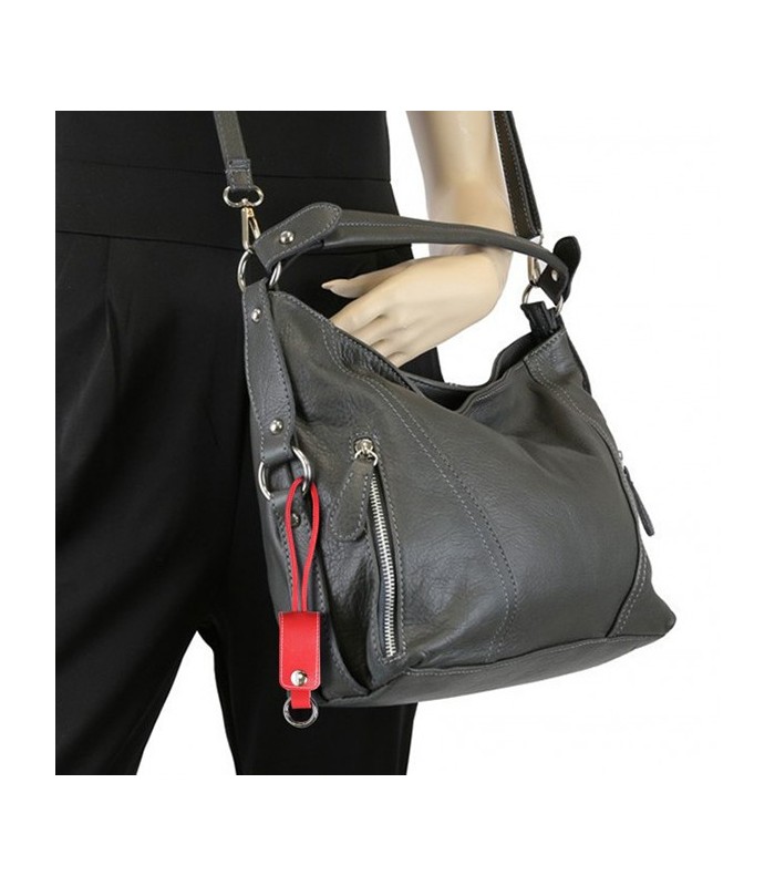 Câble porte-clés sortie micro USB et iPhone rouge