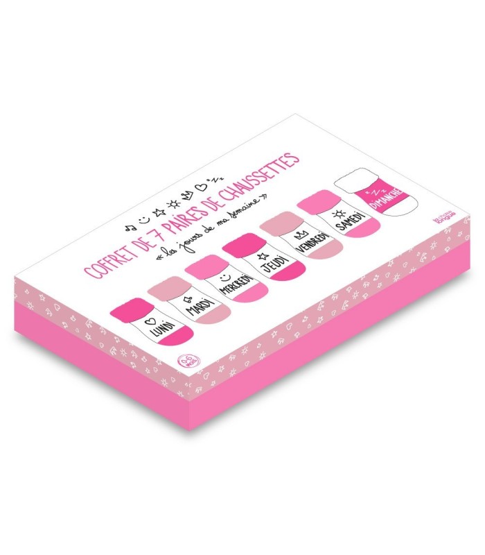 Coffret 7 paire de chaussettes pour filles, roses